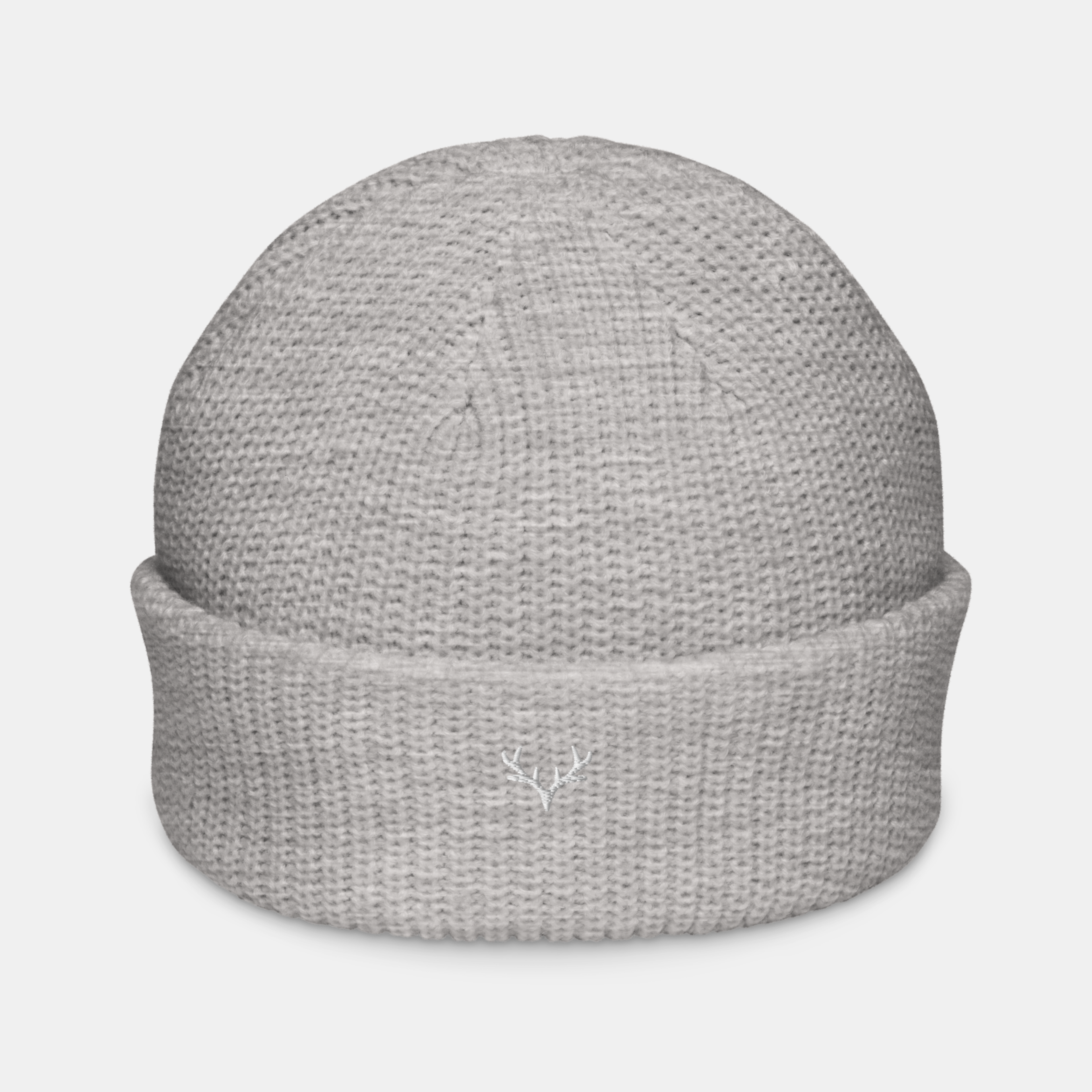 Grey Emberridge Ribbed Knit Beanie