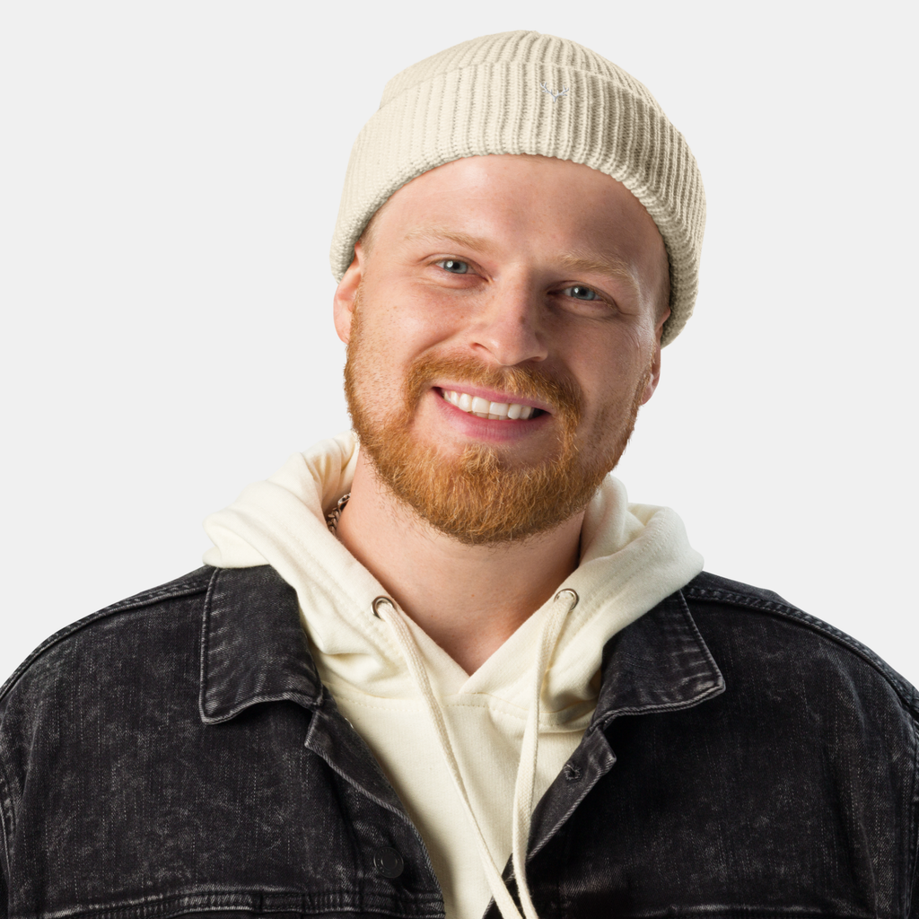 Beige Emberridge Ribbed Knit Beanie