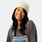 Beige Emberridge Ribbed Knit Beanie