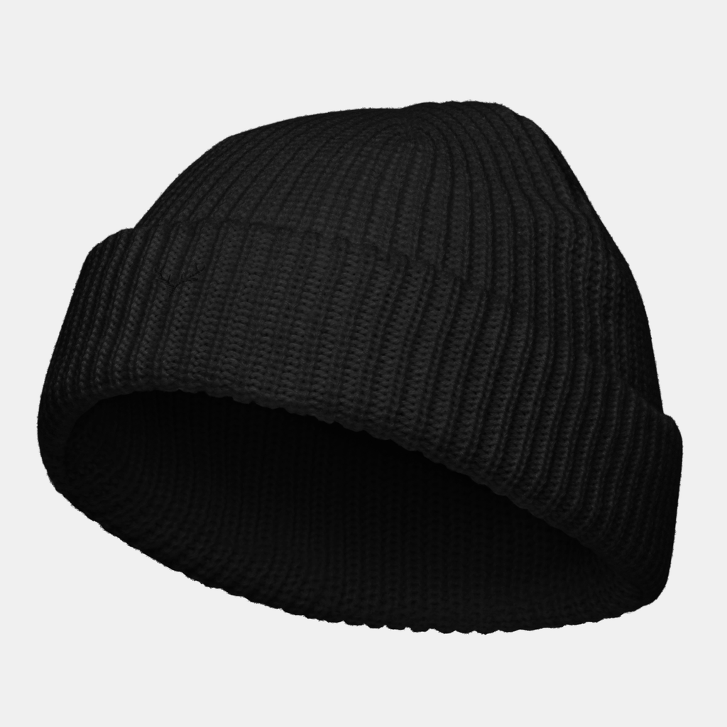Black Emerridge Ribbed Knit Beanie