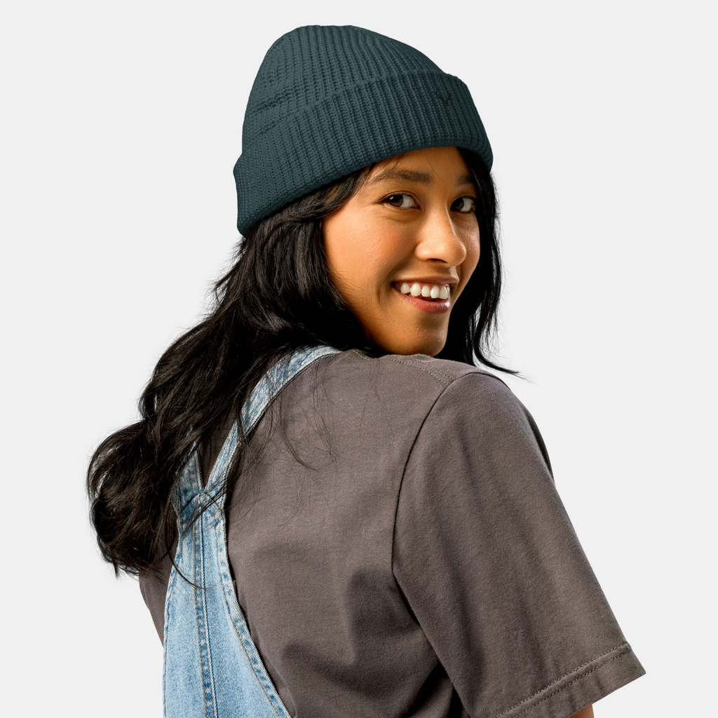 Petrol Blue Emerridge Ribbed Knit Beanie