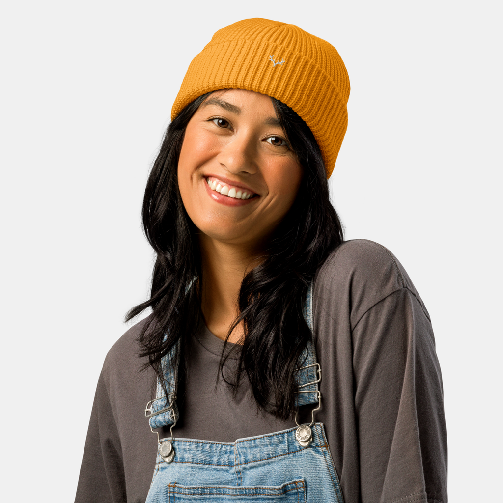 Gold Emerridge Ribbed Knit Beanie
