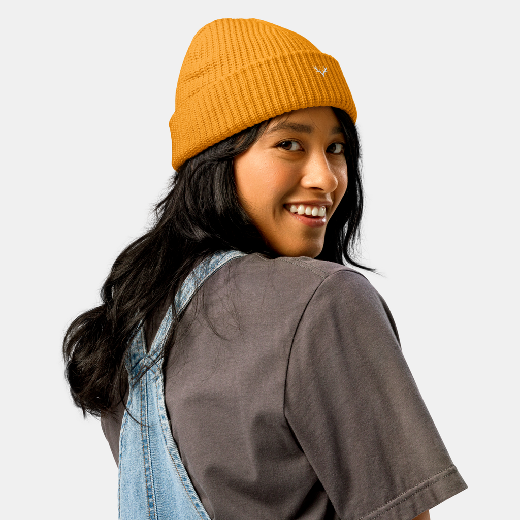 Gold Emerridge Ribbed Knit Beanie