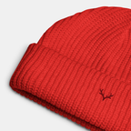 Red Emerridge Ribbed Knit Beanie