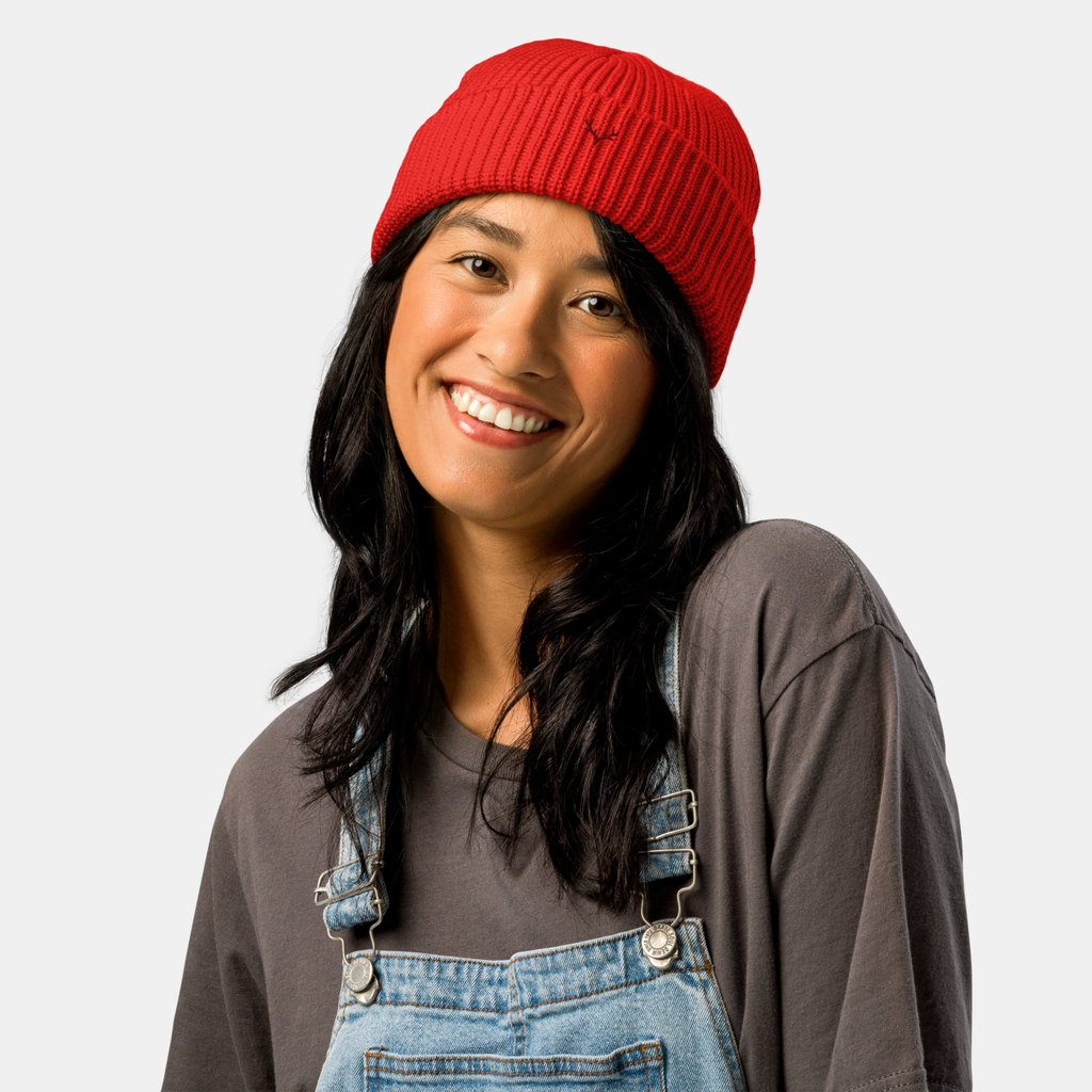 Red Emerridge Ribbed Knit Beanie
