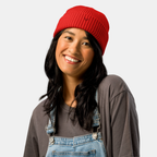 Red Emerridge Ribbed Knit Beanie