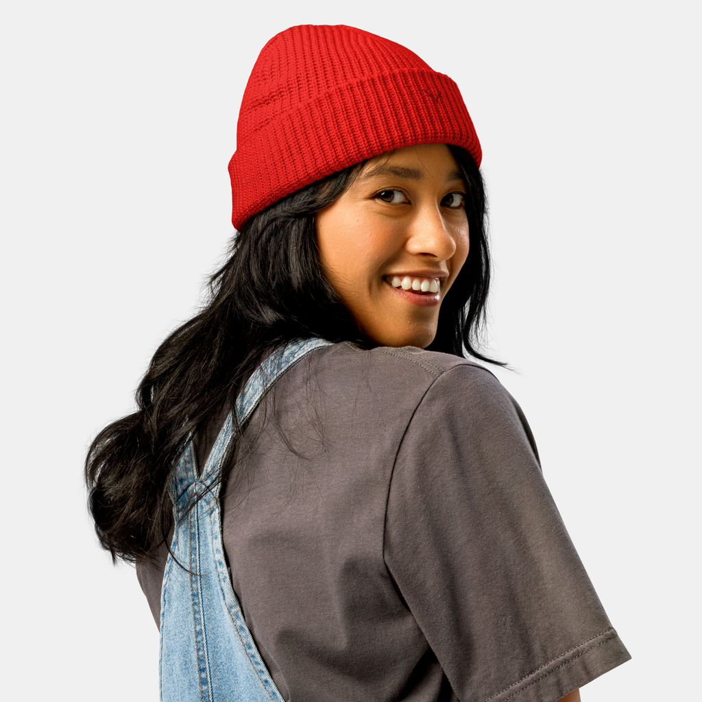Red Emerridge Ribbed Knit Beanie