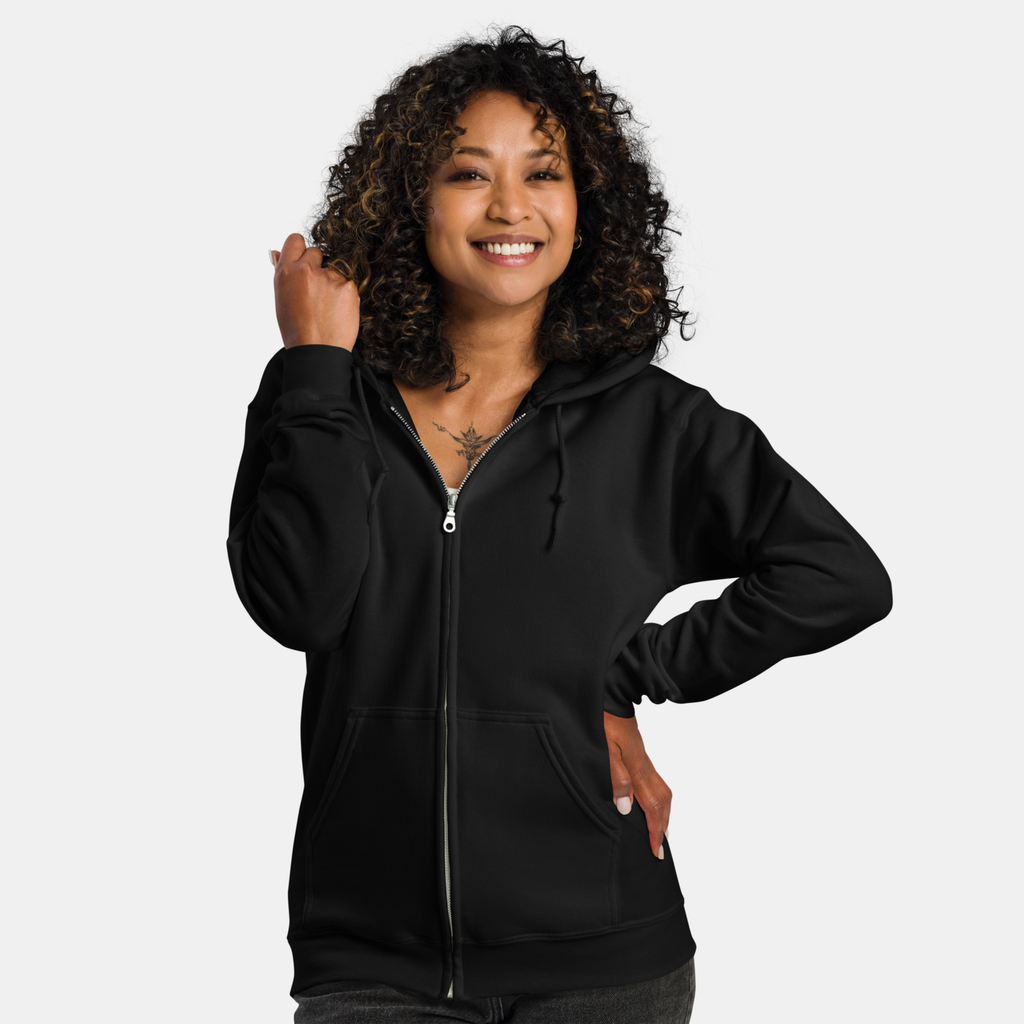 Black Threadline Zip Hoodie
