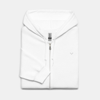 White Threadline Zip Hoodie