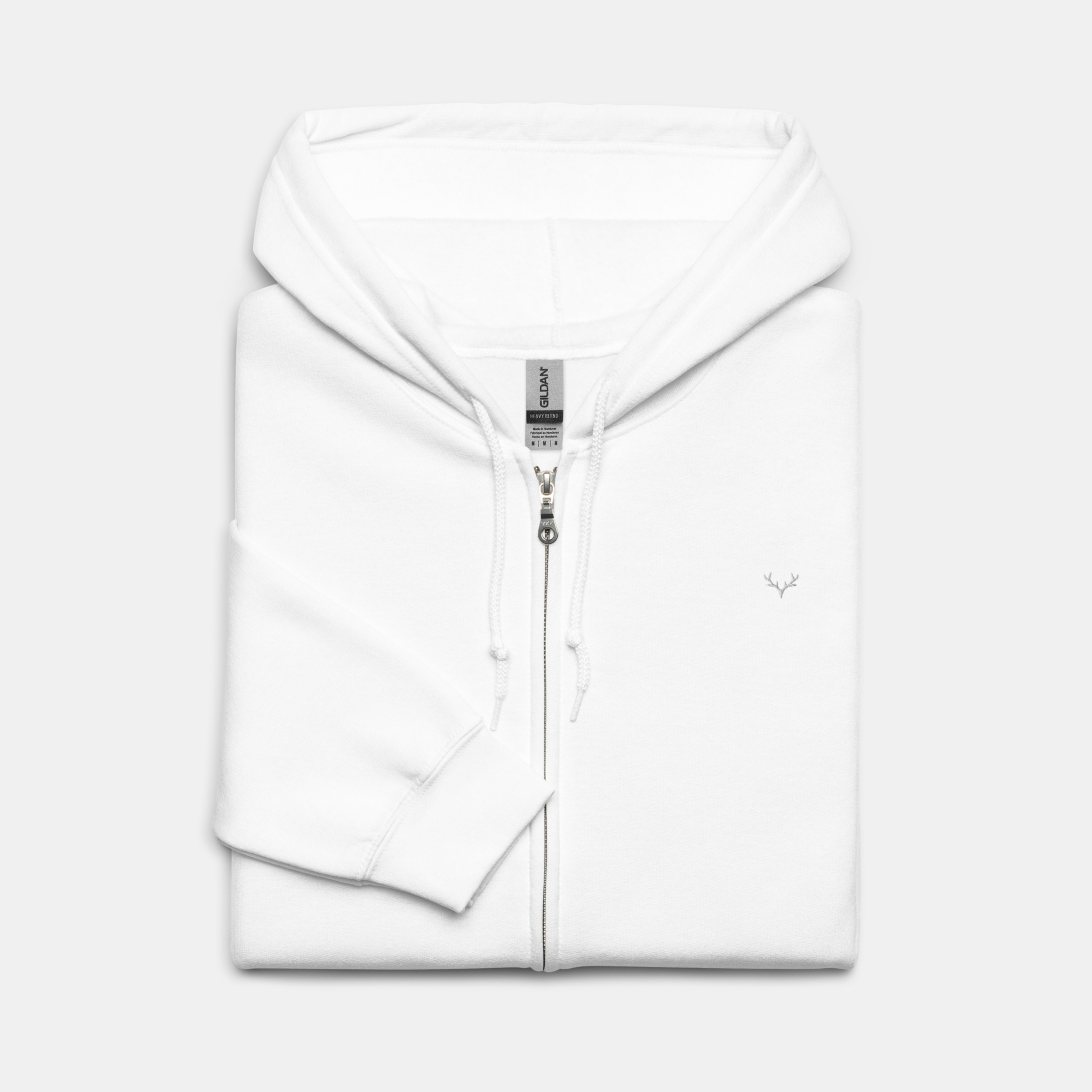 White Threadline Zip Hoodie