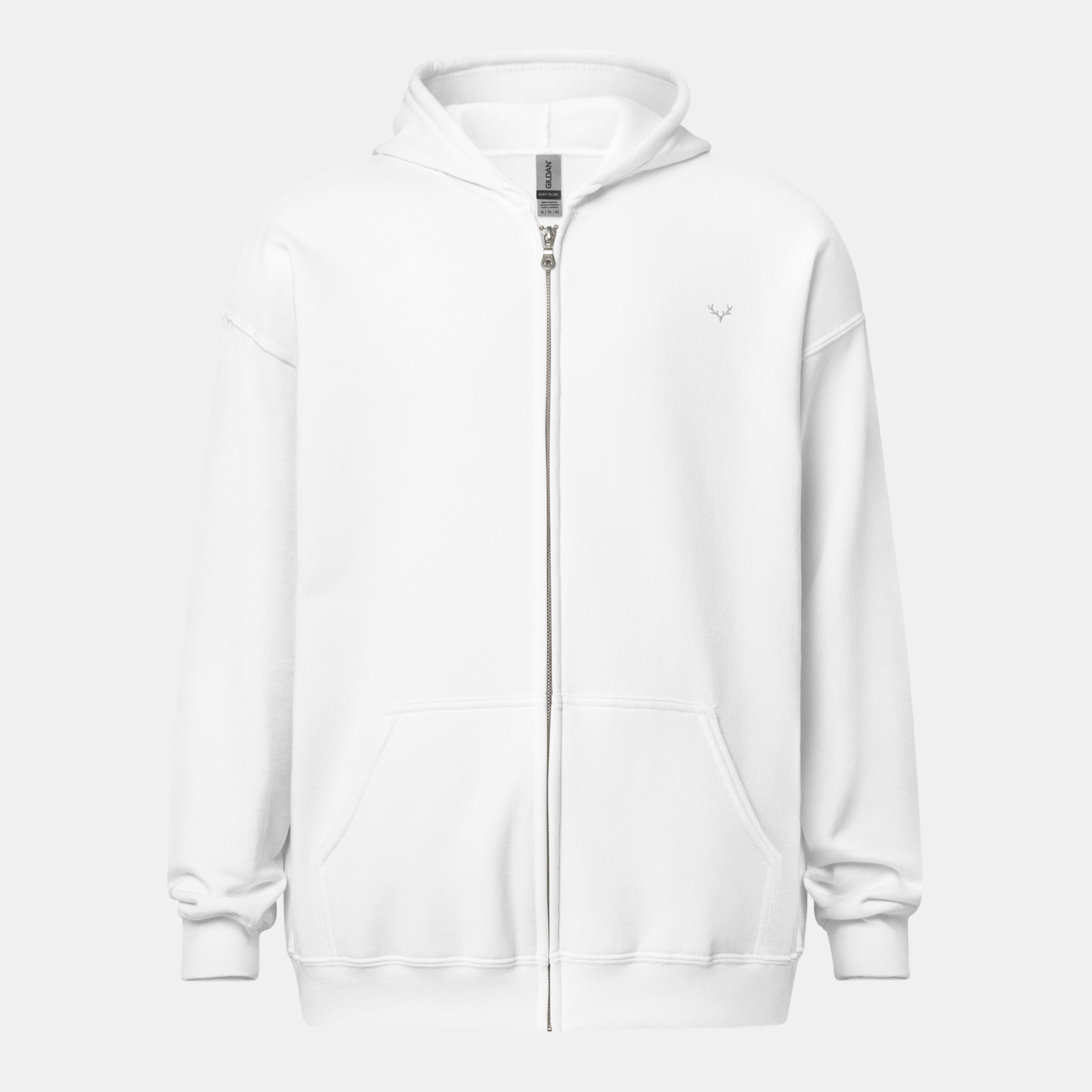 White Threadline Zip Hoodie