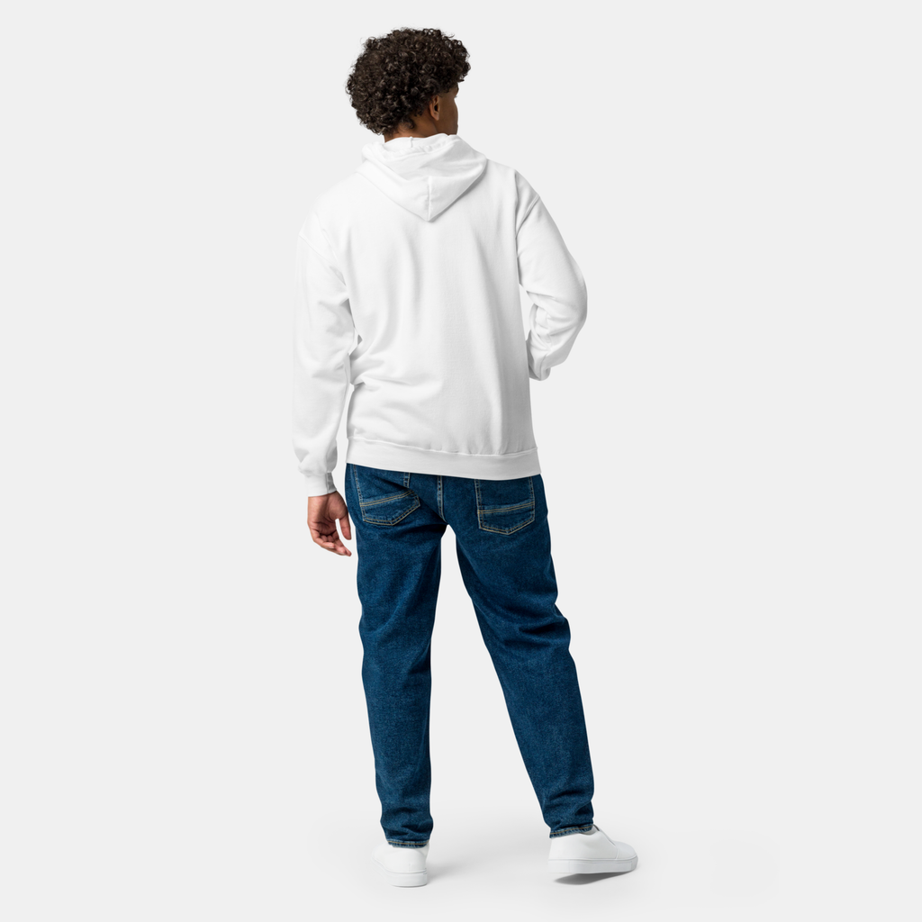White Threadline Zip Hoodie
