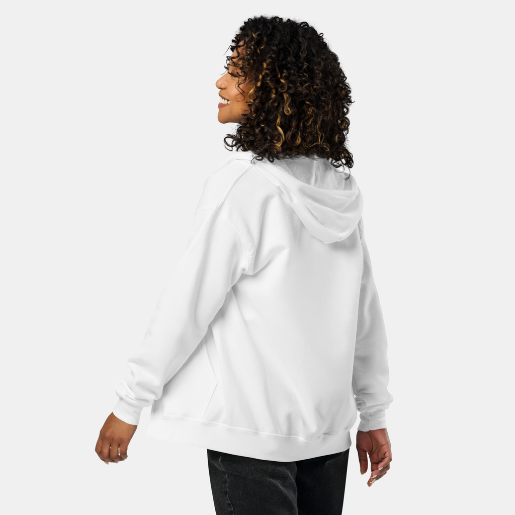 White Threadline Zip Hoodie