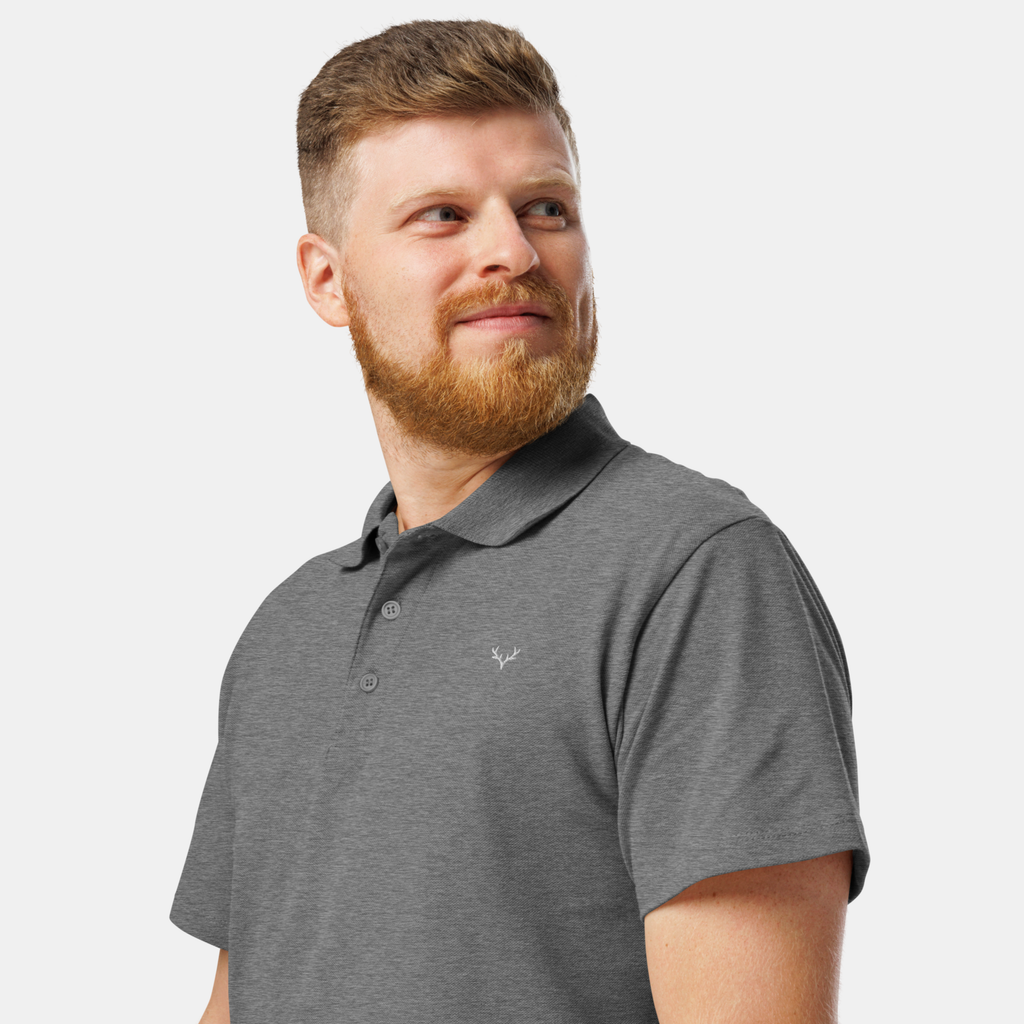 Grey Melange Piqué Polo Shirt