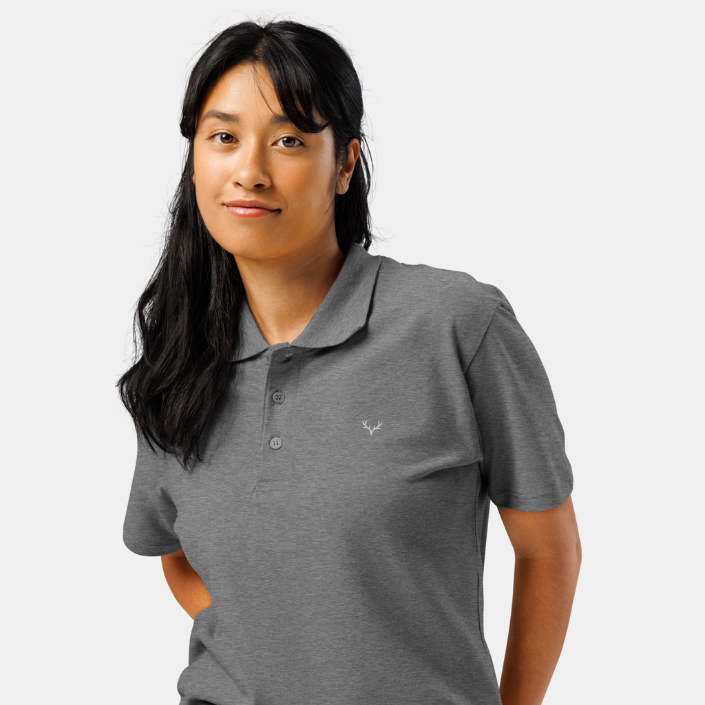 Grey Melange Piqué Polo Shirt