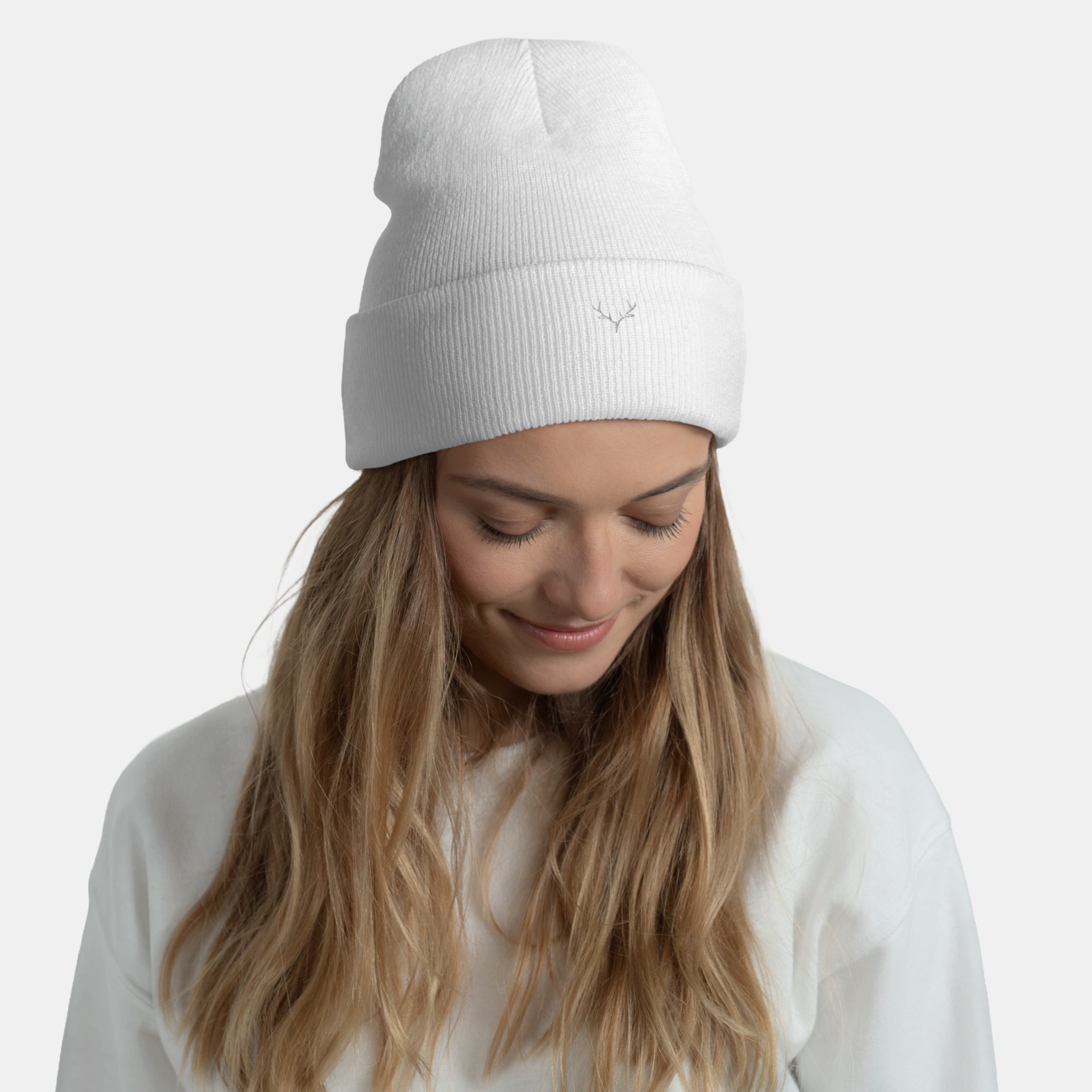 White Embernest Cuffed Beanie